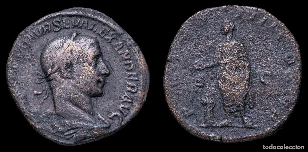 Monedas Imperio romano: Severus Alexander Sestertius - P M TR P IIII COS P P - 30 mm / 16,45 gr.