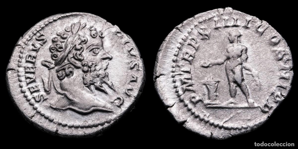 Monedas Imperio romano: Septimius Severus Denarius - P M TR P XIIII COS III P P - 19 mm / 2,72 gr.