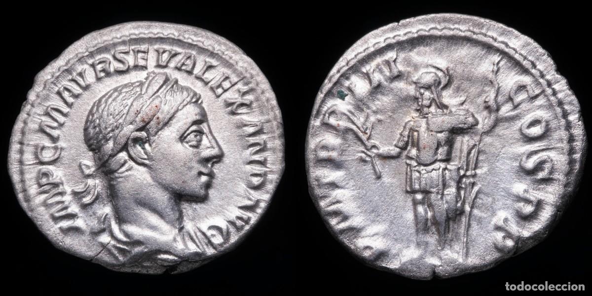 Monedas Imperio romano: Severus Alexander Denarius - PM TR P II COS PP - 19 mm / 2,40 gr.