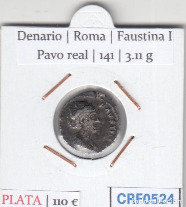 Monedas Imperio romano: CRF0524 MONEDA DENARIO ROMA FAUSTINA I PAVO REAL 141
