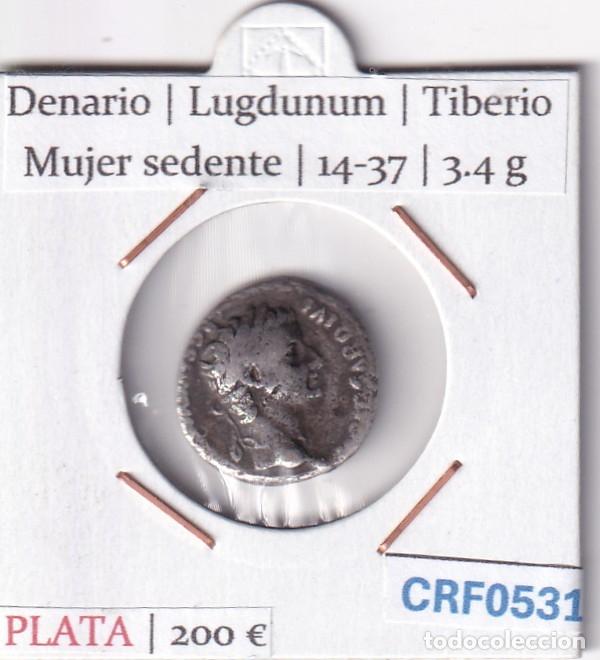 Monedas Imperio romano: CRF0531 MONEDA ROMANA DENARIO LUGDUNUM TIBERIO PLATA