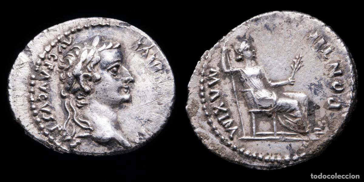 Monedas Imperio romano: Tiberius Denarius - PONTIF MAXIM - 20 mm / 3,65 gr.