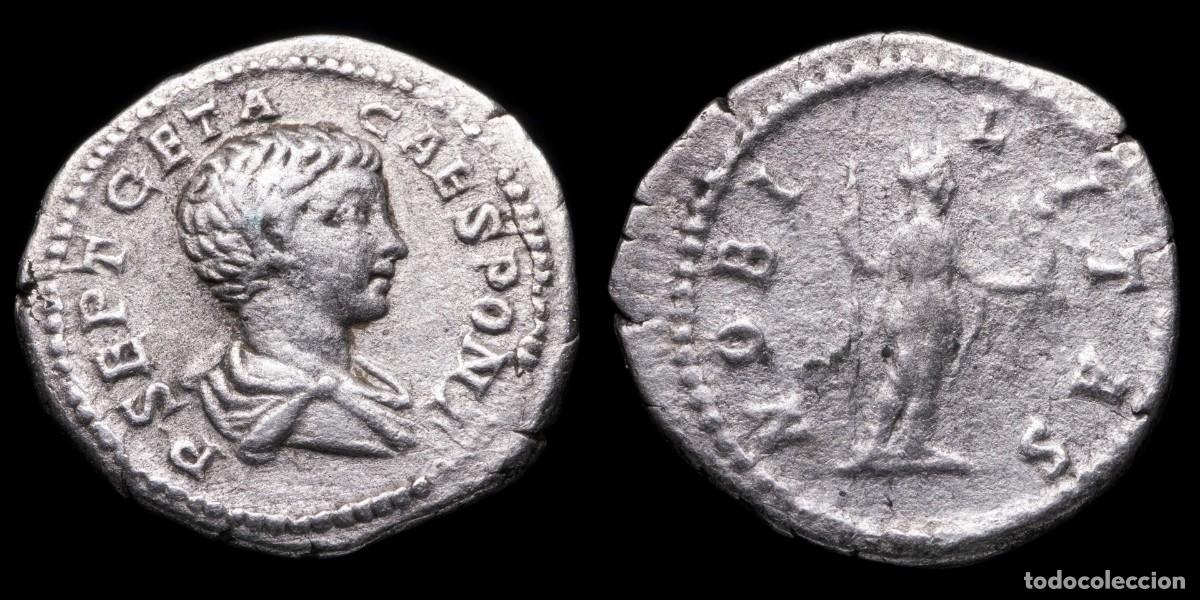 Monedas Imperio romano: Geta Denarius - NOBILITAS - 19 mm / 2,96 gr.