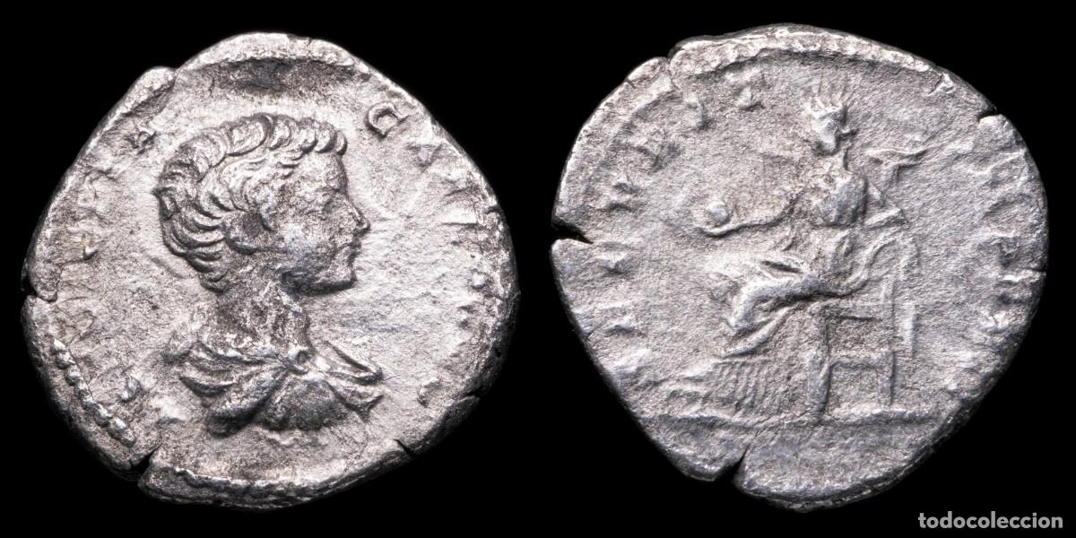 Monedas Imperio romano: Geta Denarius - SECVRIT IMPERII - 18 mm / 2,69 gr.