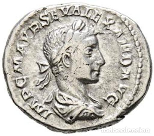 Monedas Imperio romano: ALEJANDRO SEVERO. Denario. (Ar. 3,05g/20mm) 222 d.C. Roma