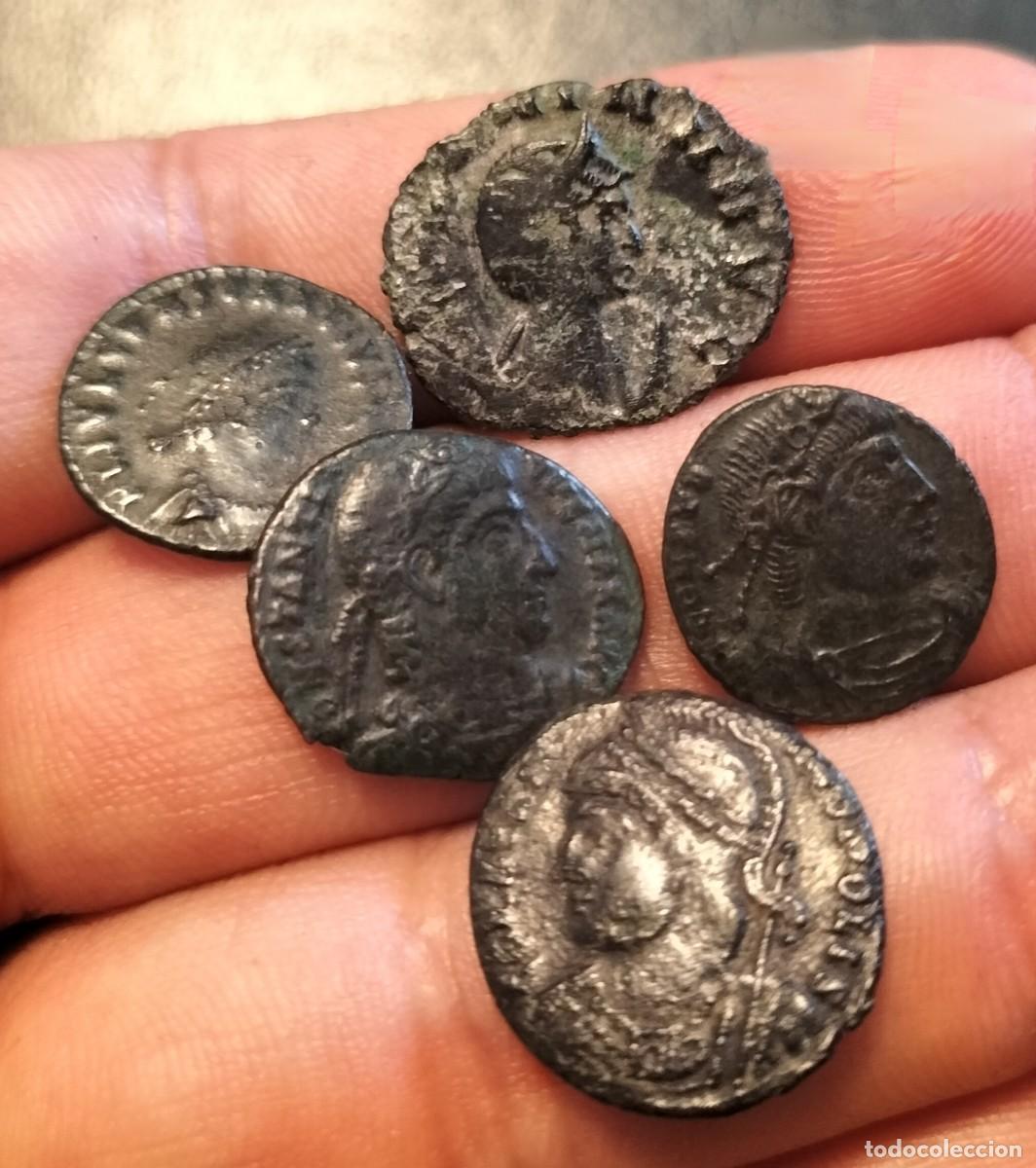 Monedas Imperio romano: Lotecillo de monedas romanas de bronce del bajo imperio