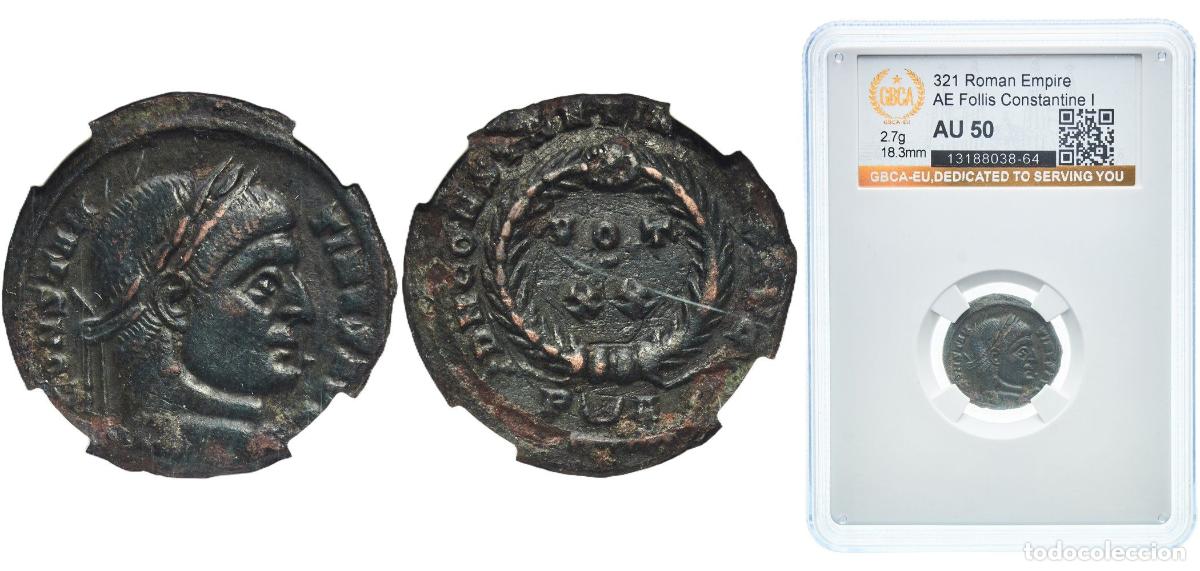 Monedas Imperio romano: Rome Roman Empire PUA Nummus - Constantinus I (DN CONSTANTINI MAX AVG / VOT . XX; Arelate) Bronze