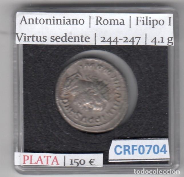 Monedas Imperio romano: CRF0704 MONEDA ANTONINIANO ROMA FILIPO I VIRTUS SEDENTE 244-247