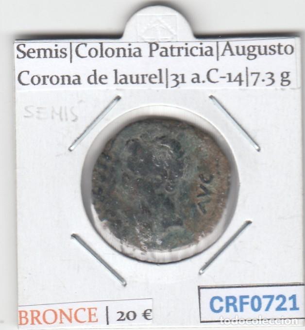 Monedas Imperio romano: CRF0721 MONEDA SEMIS COLONIA PATRICIA AUGUSTO CORONA DE LAUREL 31 AC-14