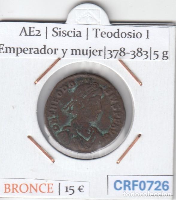 Monedas Imperio romano: CRF0726 MONEDA AE2 SISCIA TEODOSIO I EMPERADOR Y MUJER 378-383