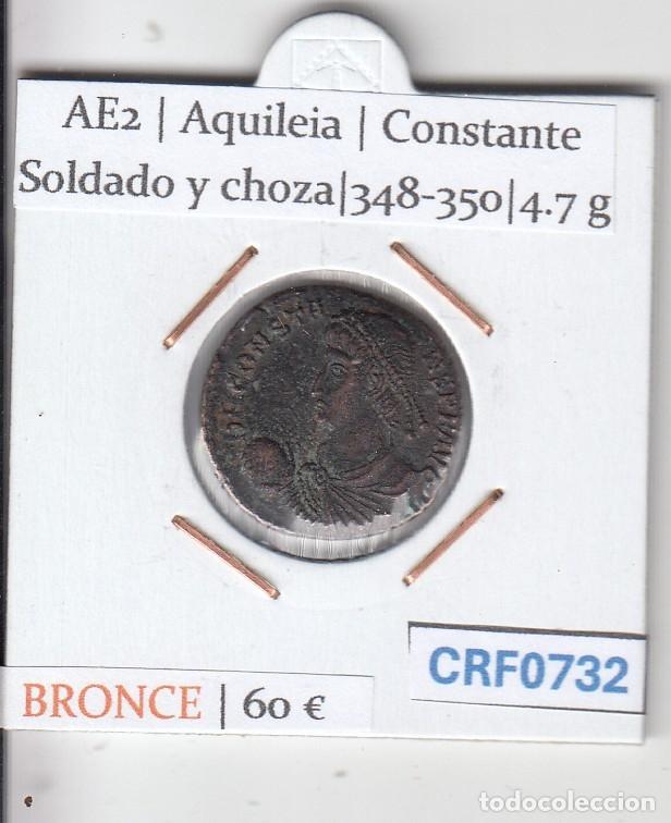Monedas Imperio romano: CRF0732 MONEDA AE2 AQUILEIA CONSTANTE SOLDADO Y CHOZA 348-350