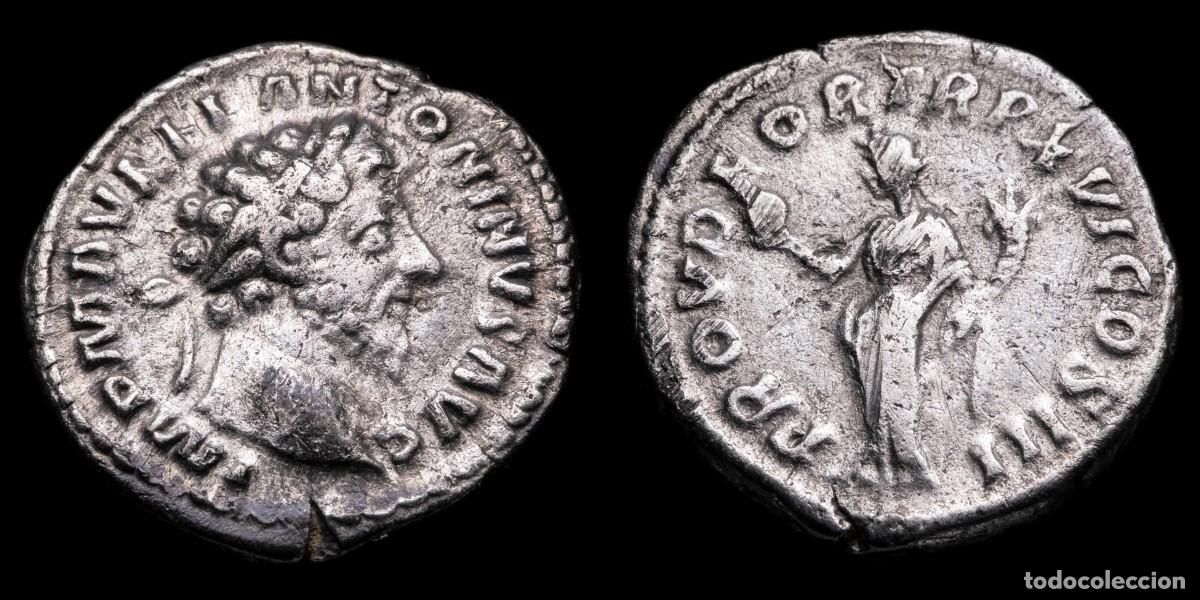Monedas Imperio romano: Marcus Aurelius Denarius - PROV DEOR TR P XV COS III - 18 mm / 2,64 gr.