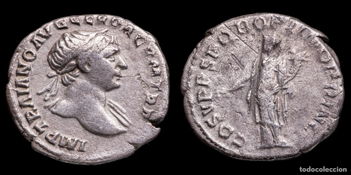 Monedas Imperio romano: Trajan Denarius - COS V P P S P Q R OPTIMO PRINC - 21 mm / 3,05 gr.