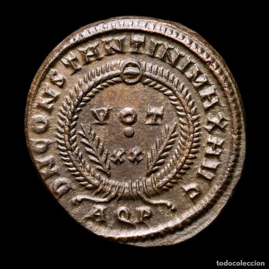Monedas Imperio romano: Constantino I - Follis Aquileia - VOT XX Palmas en corona AQP (522)