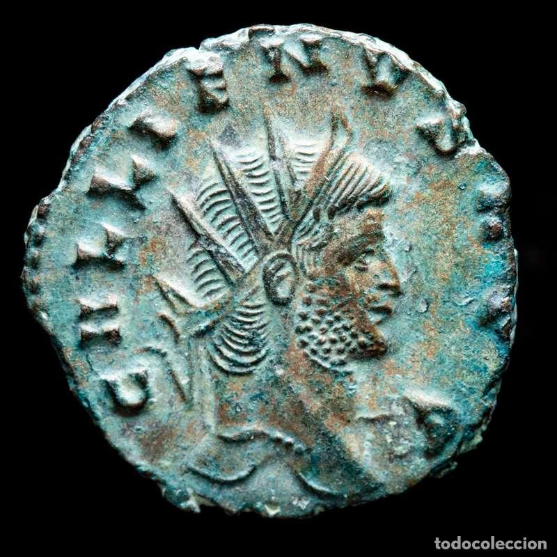 Monedas Imperio romano: Galieno, 253-268 Antoniniano. Ceca de Roma, MARTI PACIFERO /A Marte
