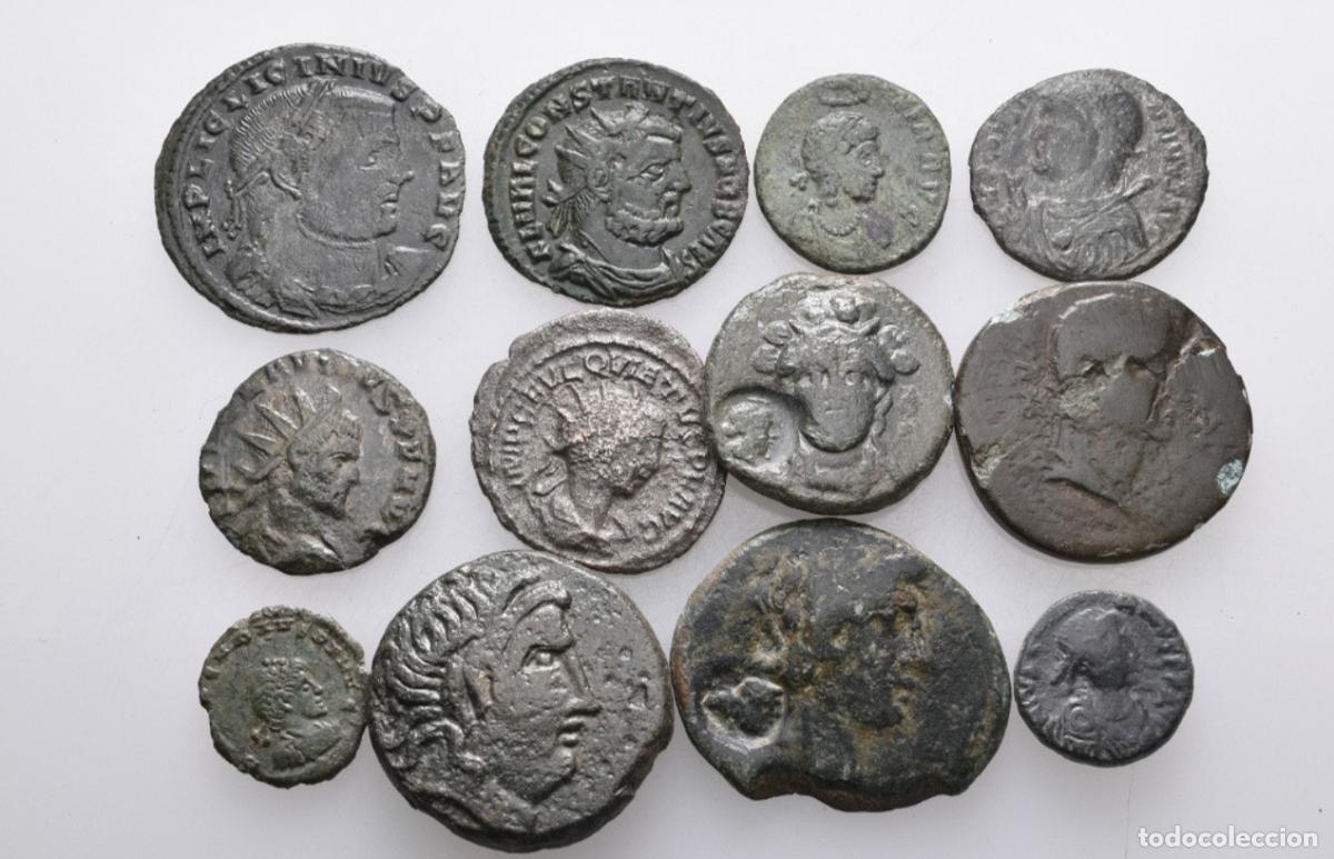 Monedas Imperio romano: LOTE DE 12 MONEDAS ROMANAS Y GRIEGAS , HAY UN ANTONINIANO DE QUIETO