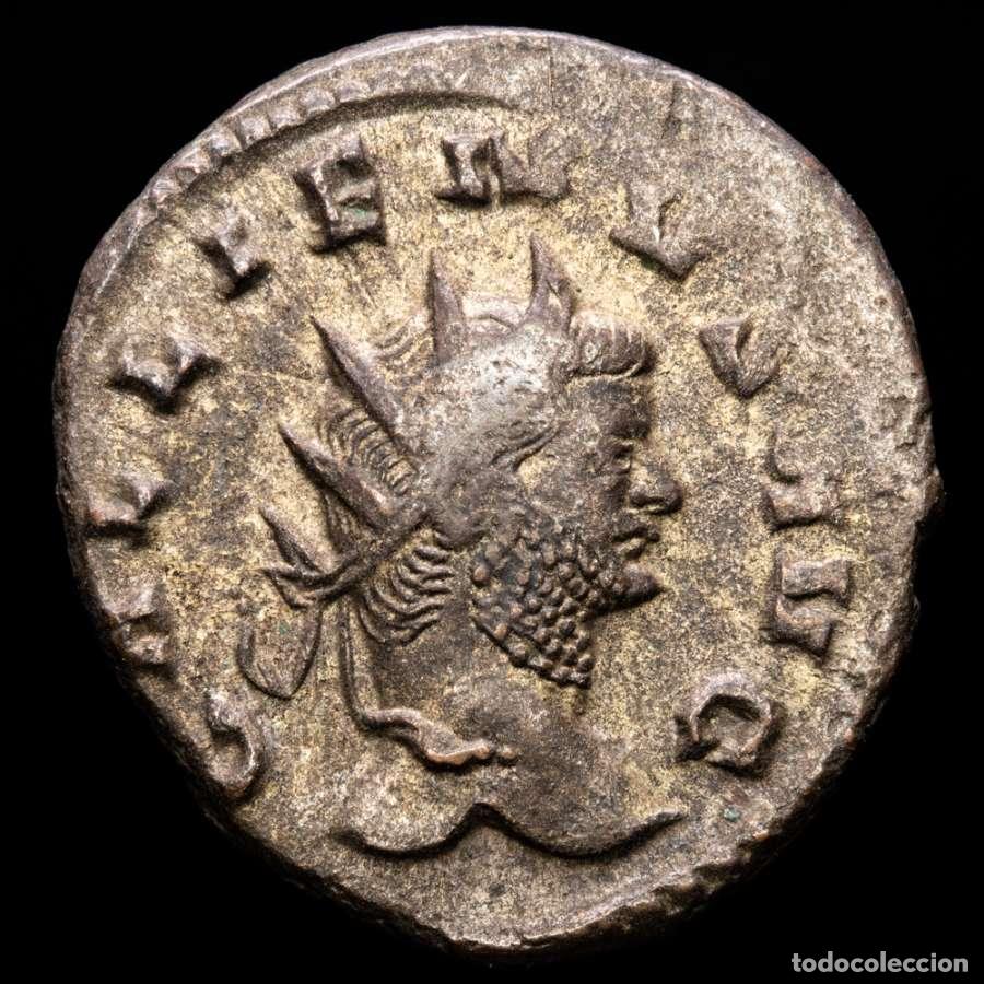 Monedas Imperio romano: Galieno 253-268 dC Antoniniano. LIBERTAS AVG apoyada en columna