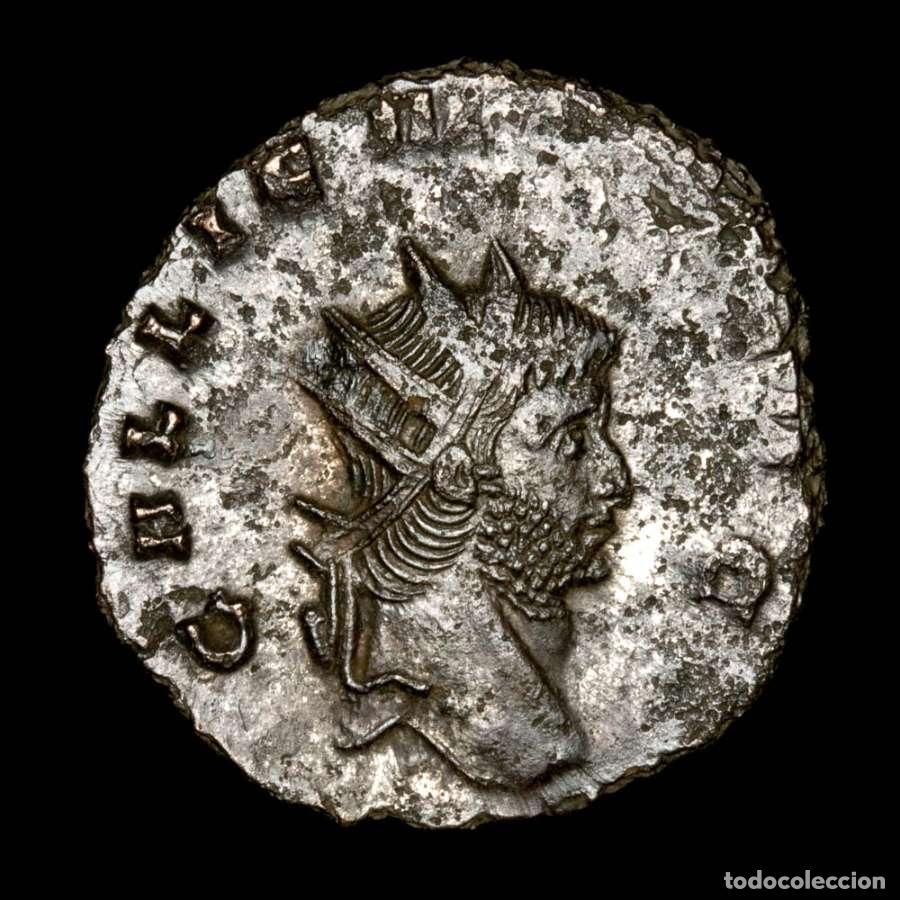 Monedas Imperio romano: Galieno, antoniniano de bronce, Roma. FIDES MILITVM - N. (554)
