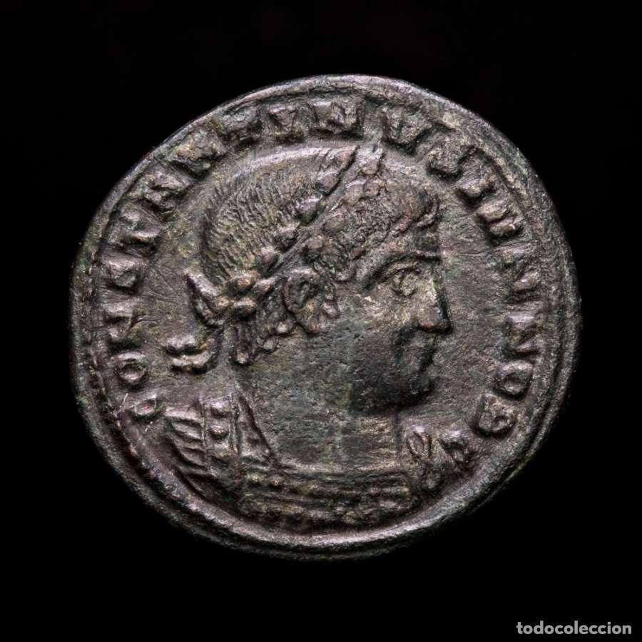 M&uuml;nzen R&ouml;misches Reich: Constantino II &AElig; Follis, Tesalonica, GLORIA EXERCITVS SMTSB (6332)