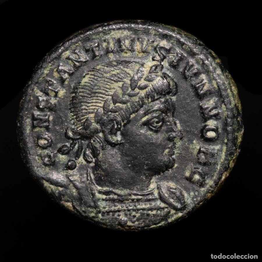 Monedas Imperio romano: Constantino II Cesar. Follis, Antioquia. GLORIA EXERCITVS / SMANT