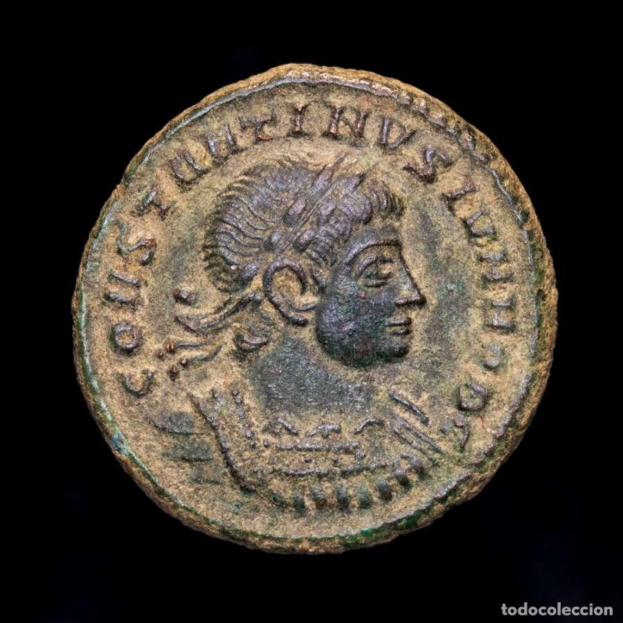 Monedas Imperio romano: Constantino II &AElig; Follis Siscia GLORIA EXERCITVS // &bull;ЄSIS&bull; (6367)