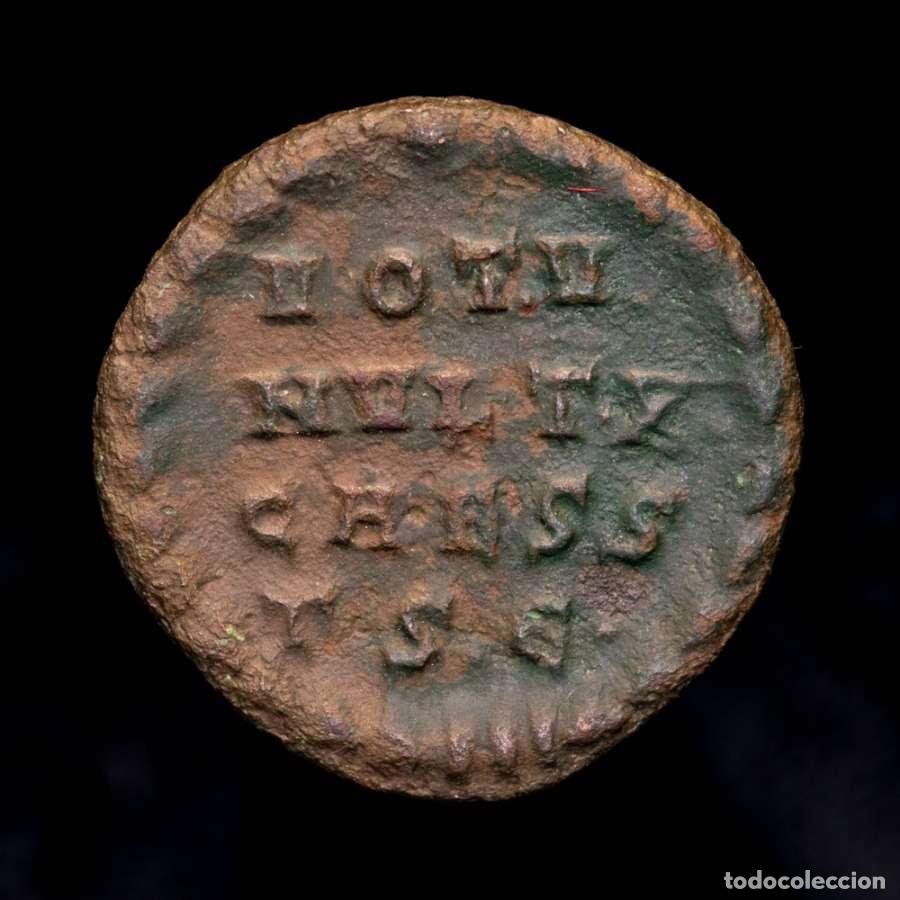 Monedas Imperio romano: Raro Crispo Cesar, follis, VOT&bull;V MVLT&bull;X CAESS &bull;TS&bull;Є&bull; Tesalonica