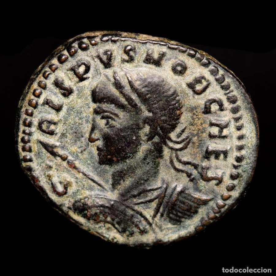 Monedas Imperio romano: Crispo. Muy Raro follis. Roma ROMAE AETERNAE P-R / RT