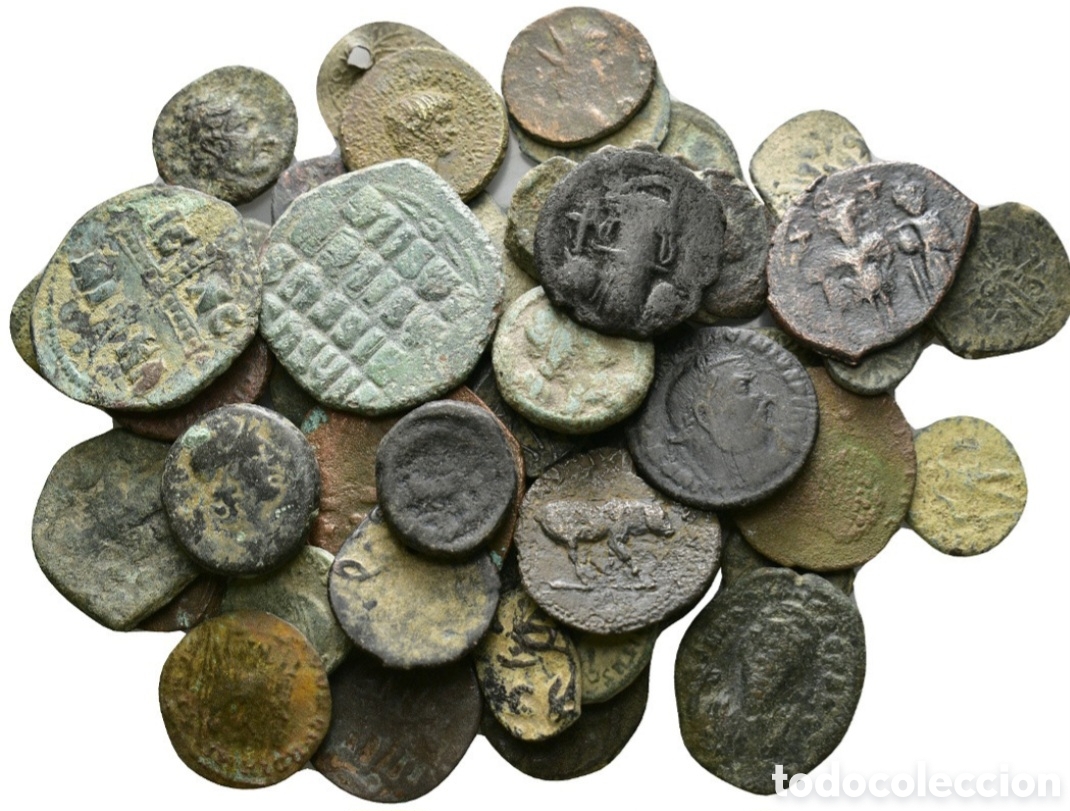 Monedas Imperio romano: Lote 50 monedas variadas , Romanas, Bizantinas , Griegas ....