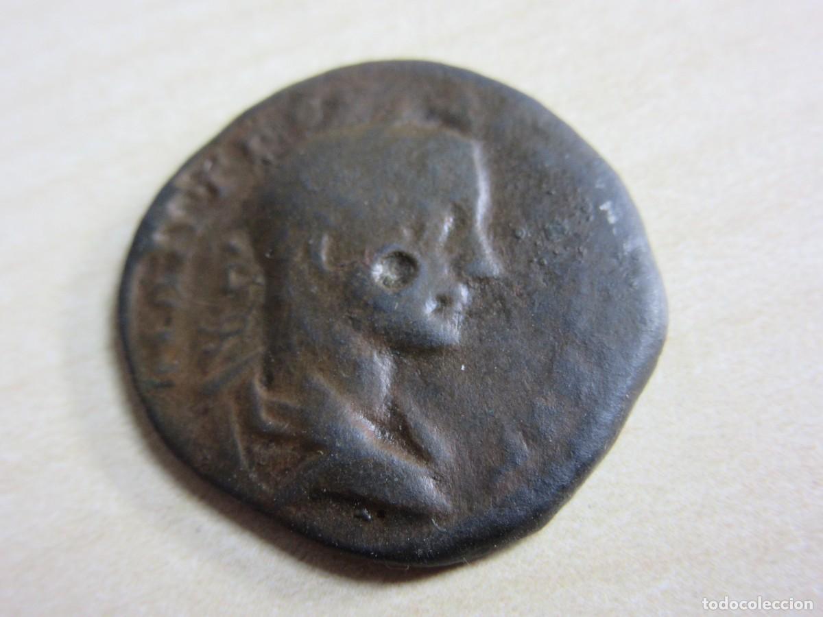 Monedas Imperio romano: As de Gordiano III (238-244 DC) Emitido en Markianopolis (Deunia- Bulgaria) Di&aacute;metro 2,4 cm Peso 7 g