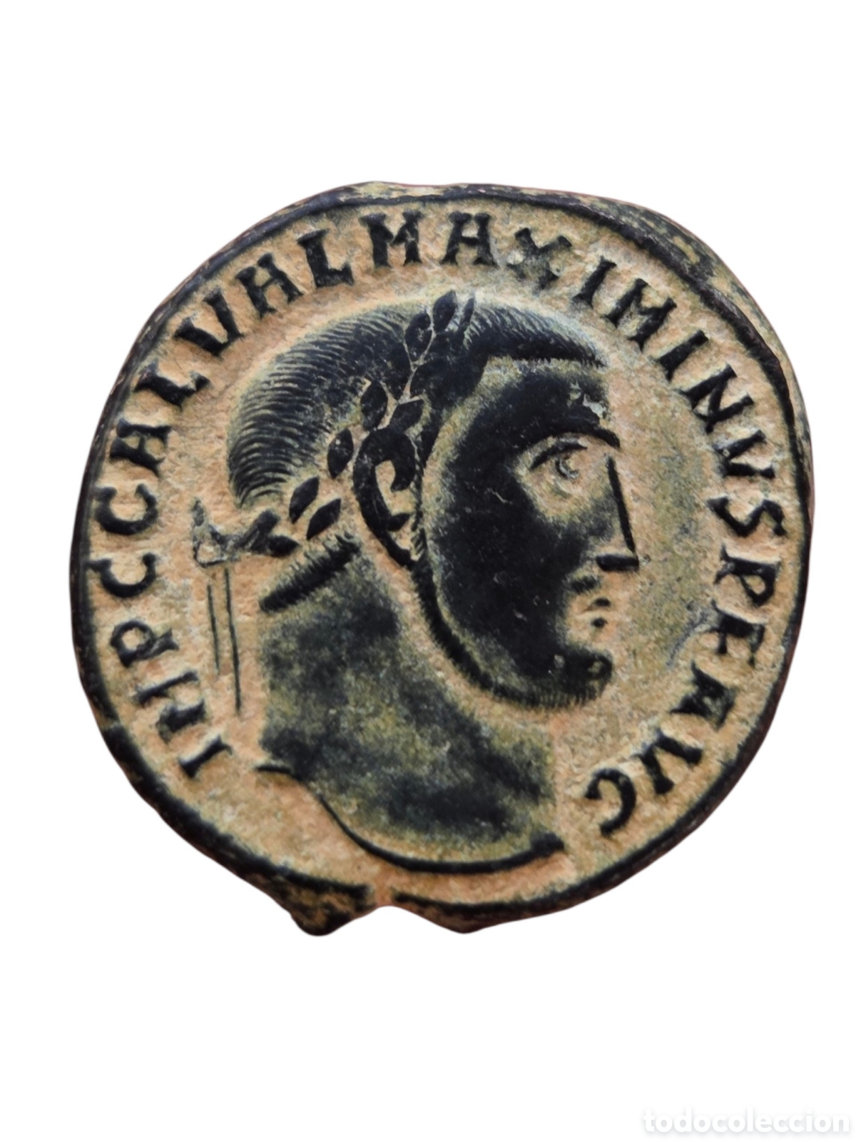 Monedas Imperio romano: Gran Follis de Maximinus , Antioquia, bonita p&aacute;tina negra original