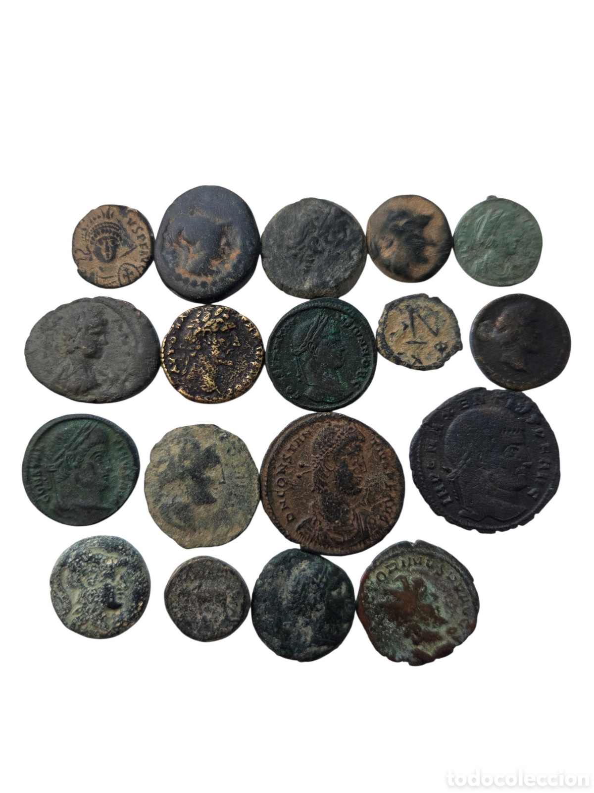 Monedas Imperio romano: Lote de 18 monedas Romanas, Griegas, etc..