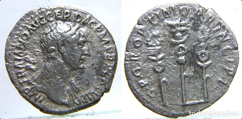 Monedas Imperio romano: Denario de de plata de Trajano reverso SPQR OPTIMO PRINCIPI ,pesa 2,60 gr.