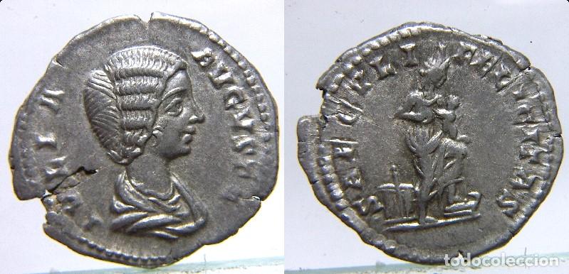 Monedas Imperio romano: Denario de plata de Julia Domna reverso VENUS GENETRIX ,pesa 2,60 gr.