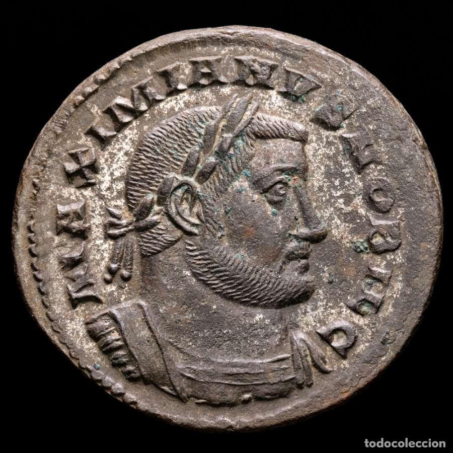 Monedas Imperio romano: Galerio Cesar - Follis de Treveri - GENIO POPVLI ROMANI S-F / IITR