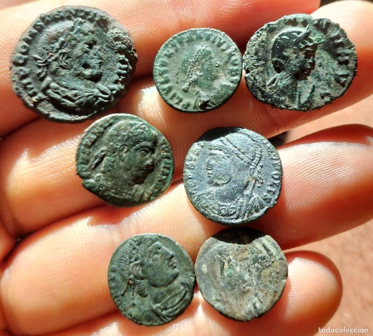 Monedas Imperio romano: Lotecillo de 7 monedas romanas de bronce y vellon
