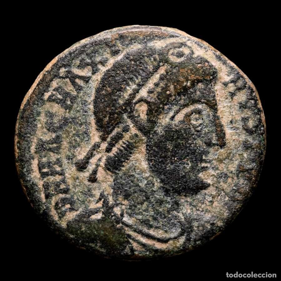 Monedas Imperio romano: Magno Maximo, AE maiorina. Arles. REPARATIO REIPVB / SCON (3692)