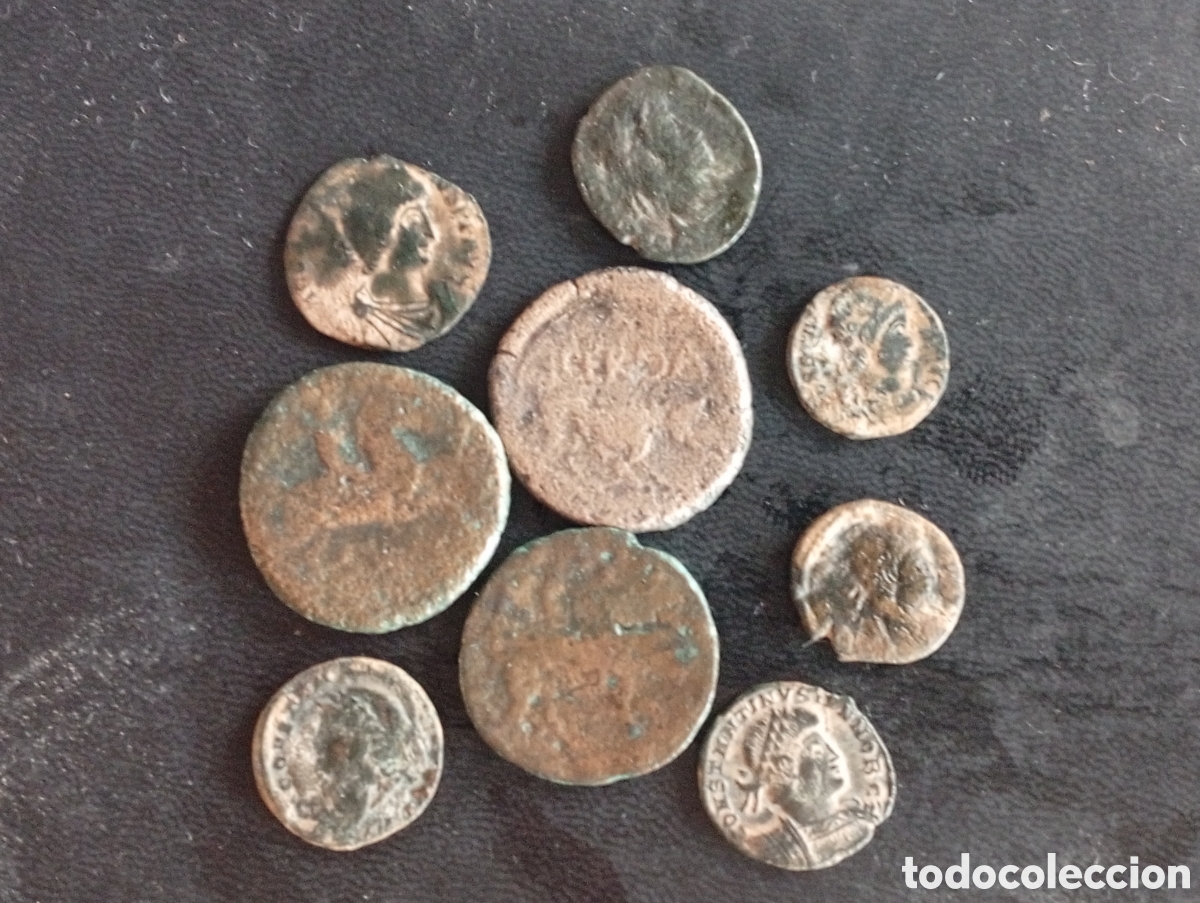 Monedas Imperio romano: Conjunto de 9 monedas romanas 3 ases bajo imperio