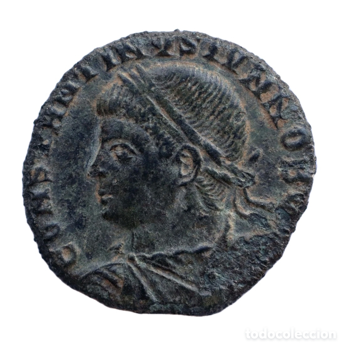 Monedas Imperio romano: FOLLIS CONSTANTINO II PROVIDENTIAE CAESS 326 D. C. ROMA R CORONA T