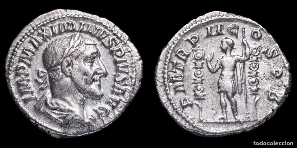 Monedas Imperio romano: Maximinus I Thrax Denarius - P M TR P II COS P P - 19 mm / 2,92 gr.