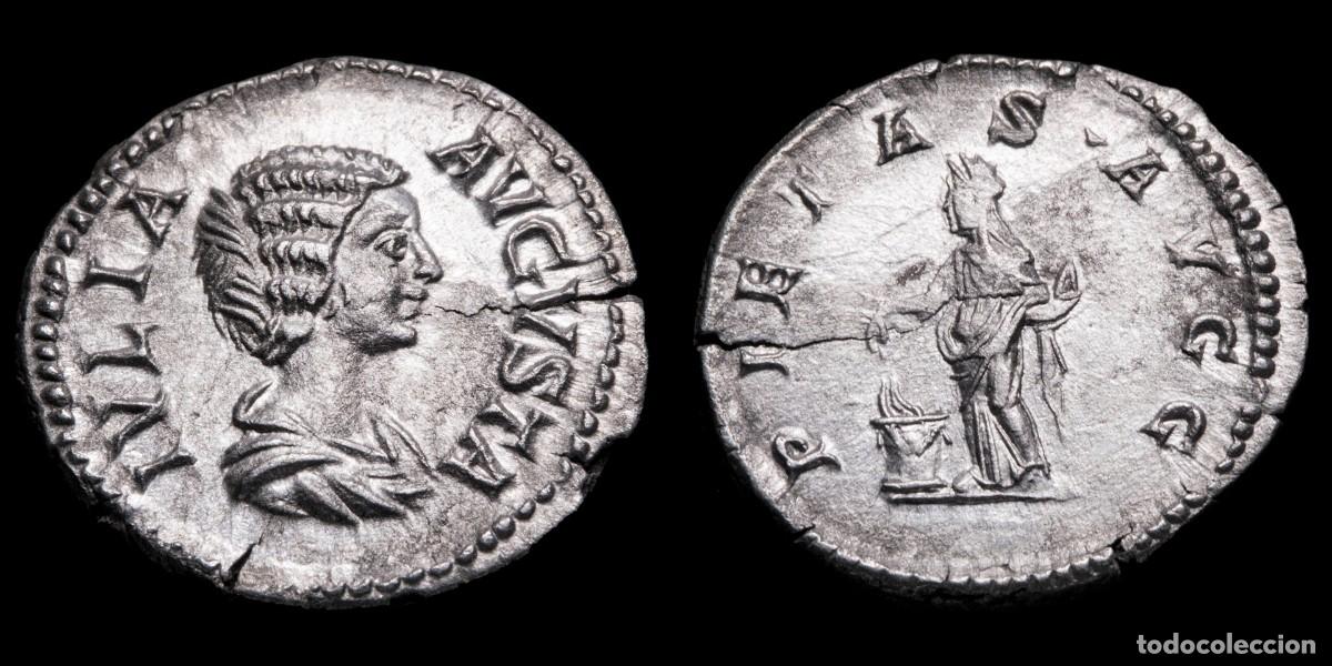 Monedas Imperio romano: Julia Domna Denarius - PIETAS AVGG - 19 mm / 2,36 gr.