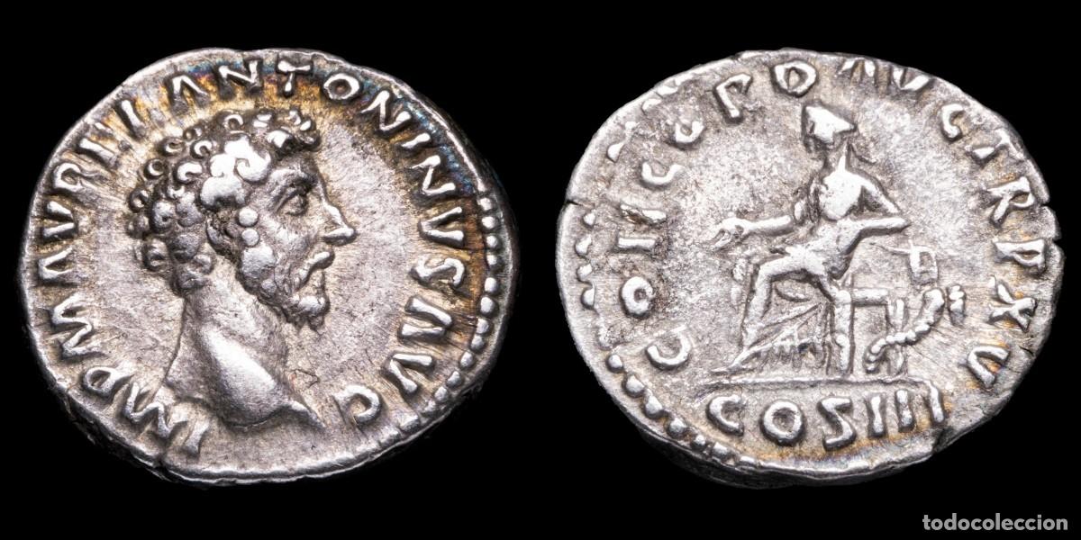 Monedas Imperio romano: Marcus Aurelius Denarius - CONCORDIA AVG TR P XVI - 17 mm / 3,34 gr.