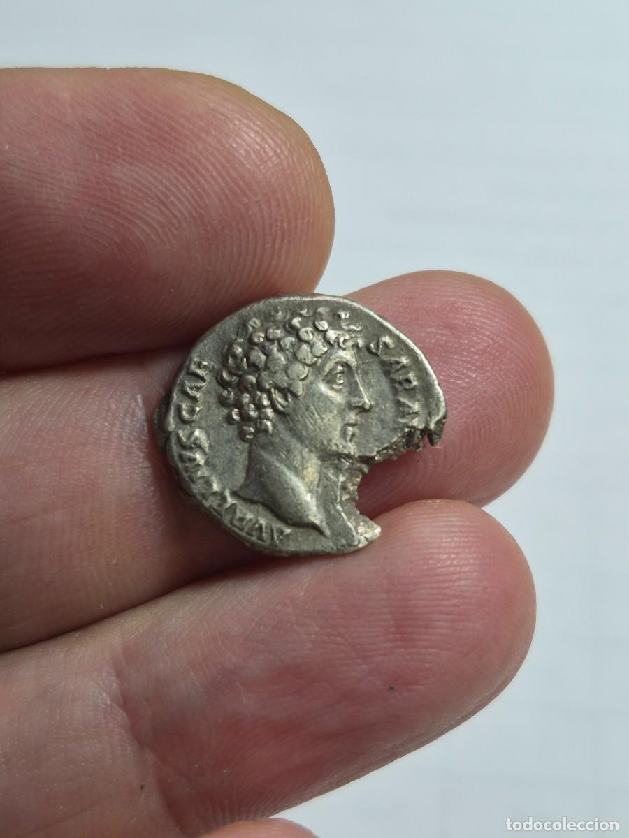 Monedas Imperio romano: NT/ DENARIO MARCO AURELIO COSPEL FALTADO BONITO RETRATO 2,97 grs (A1599)