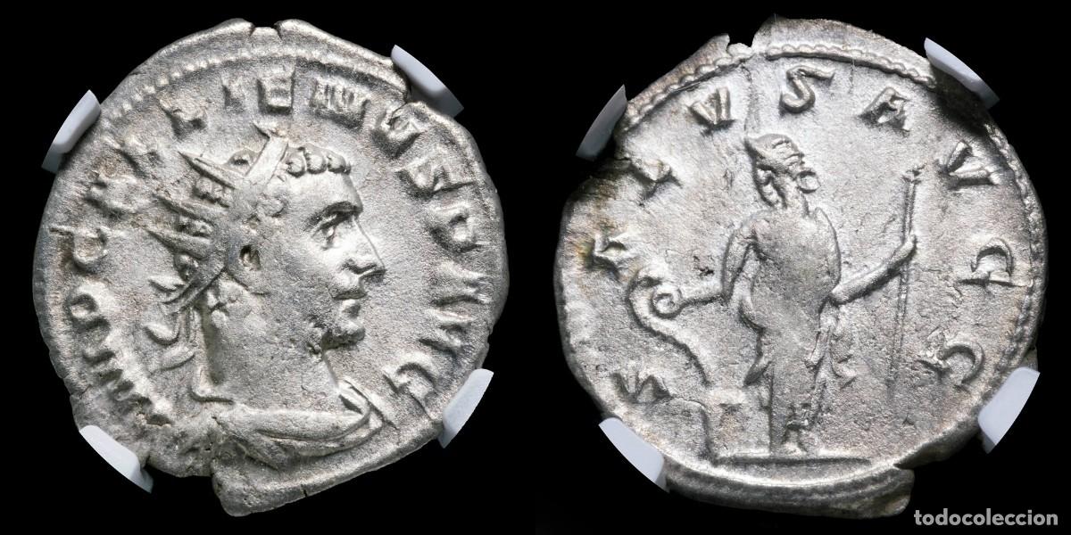 Monedas Imperio romano: Gallienus Antoninianus - SALVS AVGG, Viminacium (Encapsulated)