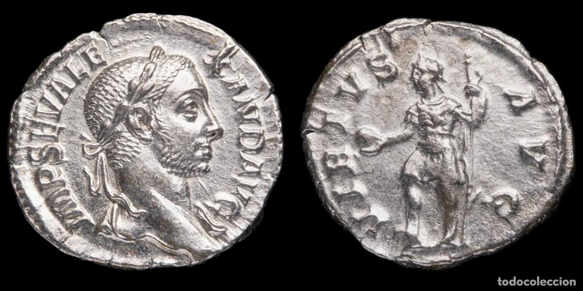 Monedas Imperio romano: Severus Alexander Denarius - VIRTVS AVG - 18 mm / 2,93 gr.