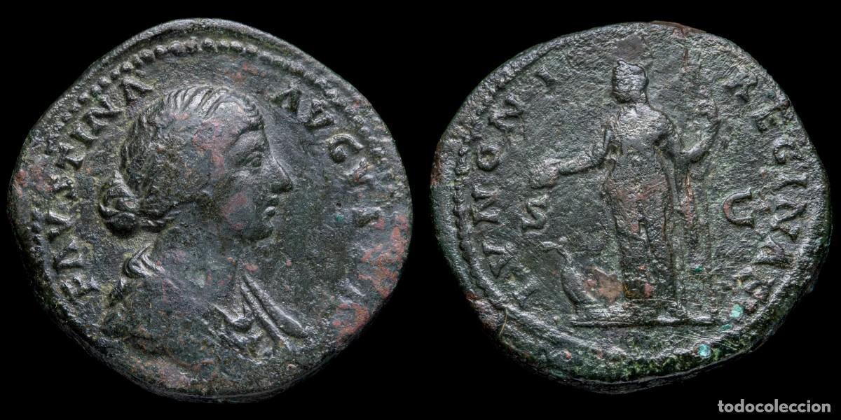 Monedas Imperio romano: Faustina II Sestertius - IVNONI REGINAE SC - 32 mm / 32,82 gr.