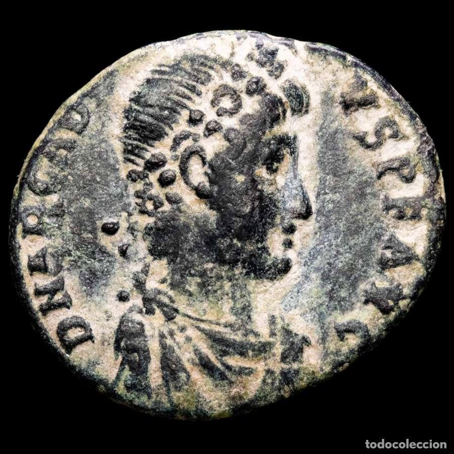 Monedas Imperio romano: Arcadio (383-408) maiorina Antioquia GLORIA ROMANORVM ANTB (3702)