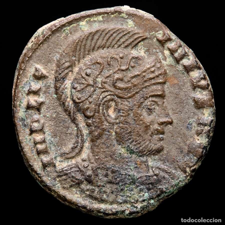 Monedas Imperio romano: Licinio (308-324 dC.) follis. ROMAE AETERNAE P-R RP Roma.