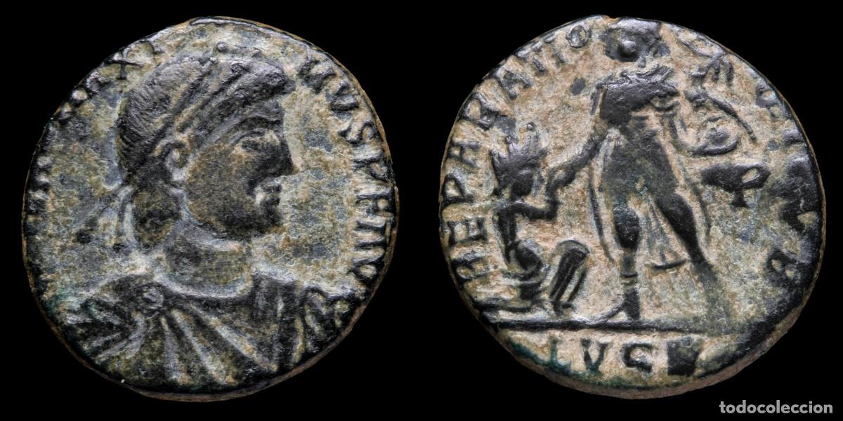 Monedas Imperio romano: Magnus Maximus Follis - REPARATIO REIPVB, Lugdunum - 22 mm / 4,90 gr.