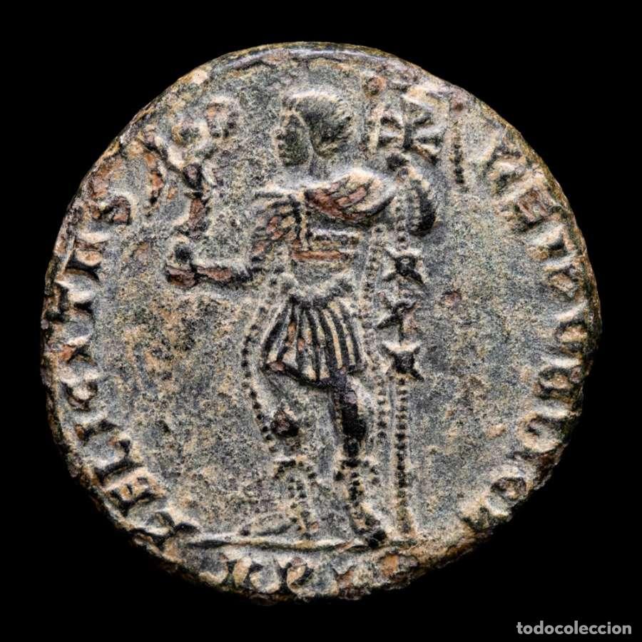 Monedas Imperio romano: Magnencio (350/3 dC) &AElig; maiorina Lugdunum FELICITAS REIPVBLICE RPLG