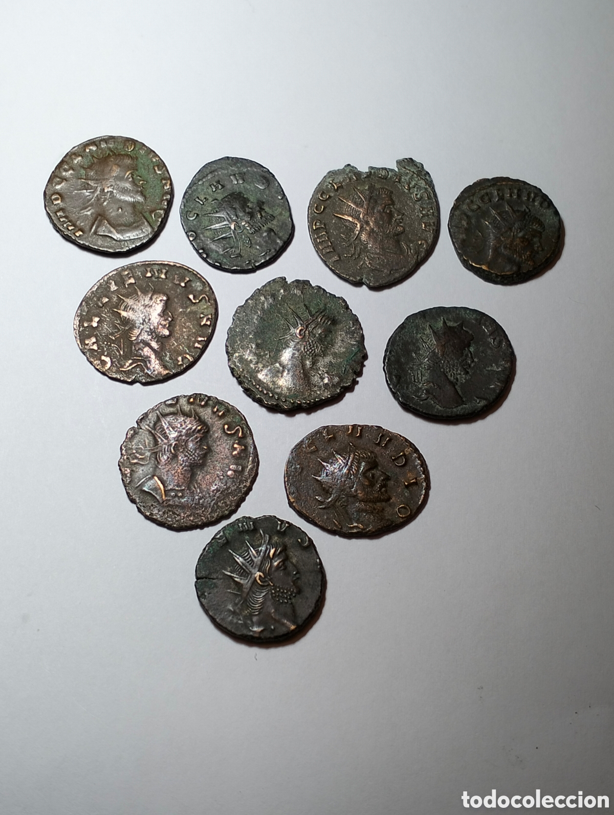 Monedas Imperio romano: Lote 10 monedas del Imperio Romano diferentes Emperadores y tipos, todas las piezas con su patina